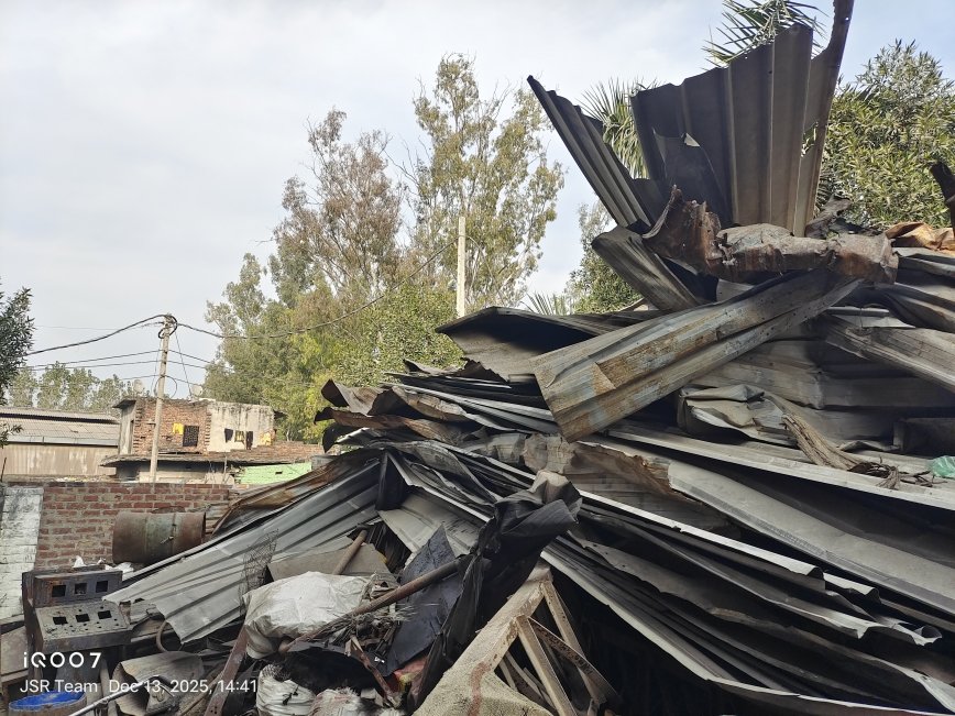 Fire affected - Building materials (GI Sheets, etc.) || Approx. Qty. - 2 MT || A/c. - Harsh Wood Mfg. Co., Yamunanagar